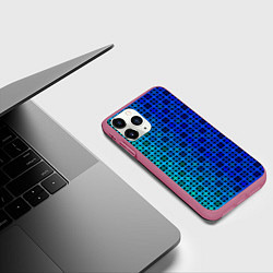 Чехол iPhone 11 Pro матовый Сине-зеленый геометрический узор, цвет: 3D-малиновый — фото 2