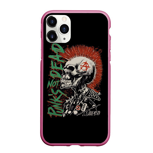 Чехол iPhone 11 Pro матовый Punks not dead / 3D-Малиновый – фото 1