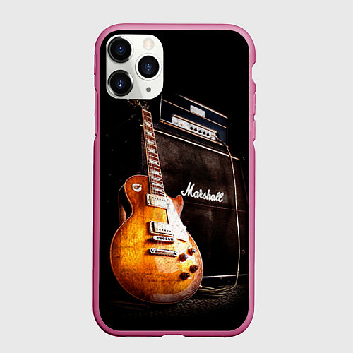 Чехол iPhone 11 Pro матовый Рокерская гитара / 3D-Малиновый – фото 1