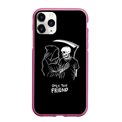 Чехол iPhone 11 Pro матовый Only true friend / 3D-Малиновый – фото 1