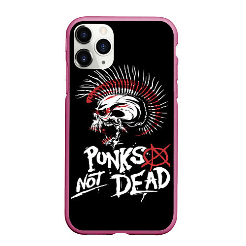 Чехол iPhone 11 Pro матовый Punks not dead - анархия / 3D-Малиновый – фото 1