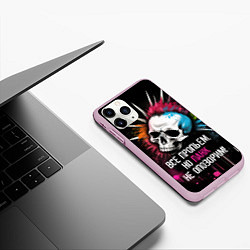 Чехол iPhone 11 Pro матовый Все пропьем но панк не опозорим, цвет: 3D-розовый — фото 2