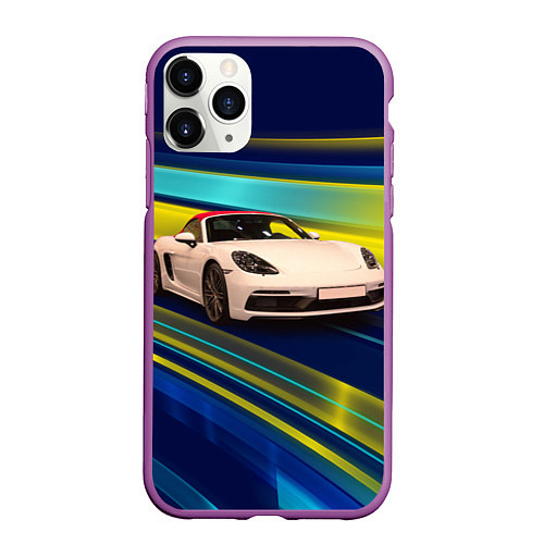 Чехол iPhone 11 Pro матовый Спортивная немецкая машина Porsche 911 / 3D-Фиолетовый – фото 1