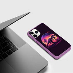 Чехол iPhone 11 Pro матовый Retrowave Trex, цвет: 3D-фиолетовый — фото 2