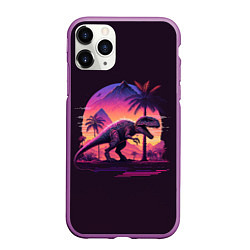 Чехол iPhone 11 Pro матовый Retrowave Trex, цвет: 3D-фиолетовый