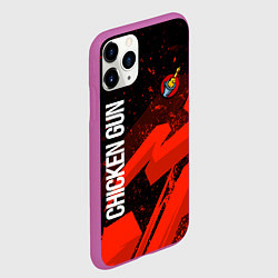 Чехол iPhone 11 Pro матовый Чикен ган - красная абстракция, цвет: 3D-фиолетовый — фото 2