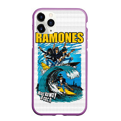 Чехол iPhone 11 Pro матовый Ramones rock away beach, цвет: 3D-фиолетовый