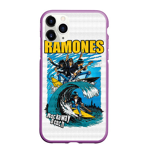 Чехол iPhone 11 Pro матовый Ramones rock away beach / 3D-Фиолетовый – фото 1