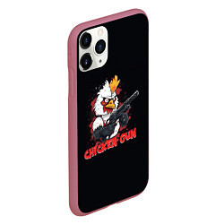 Чехол iPhone 11 Pro матовый Chicken gun pew pew, цвет: 3D-малиновый — фото 2