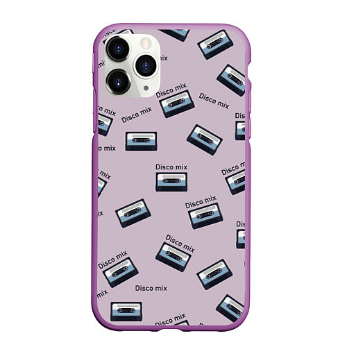 Чехол iPhone 11 Pro матовый Кассета паттерн / 3D-Фиолетовый – фото 1