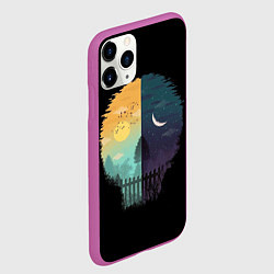 Чехол iPhone 11 Pro матовый Утро ночь в виде черепа, цвет: 3D-фиолетовый — фото 2