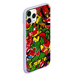 Чехол iPhone 11 Pro матовый Хиппи, знаки, позитифф, цвет: 3D-светло-сиреневый — фото 2