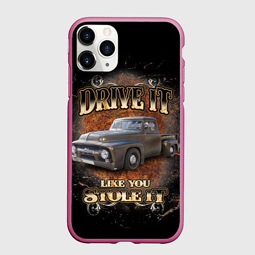 Чехол iPhone 11 Pro матовый Хот род на базе машины 50-х годов Ford F-100 / 3D-Малиновый – фото 1