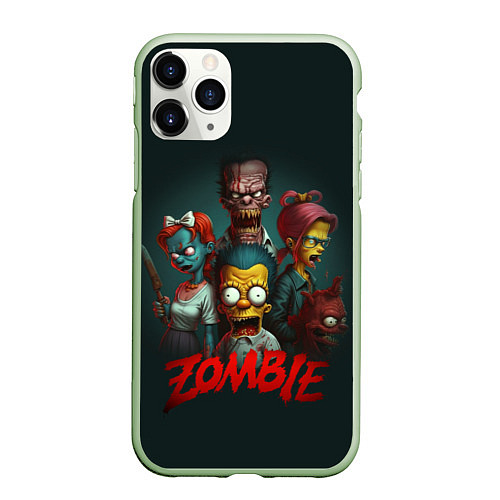 Чехол iPhone 11 Pro матовый Zombie simpsons / 3D-Салатовый – фото 1