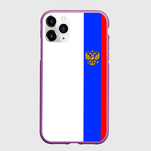 Чехол iPhone 11 Pro матовый Цвета России - герб / 3D-Фиолетовый – фото 1