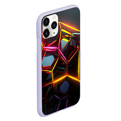 Чехол iPhone 11 Pro матовый Неоновые трубки абстракция, цвет: 3D-светло-сиреневый — фото 2