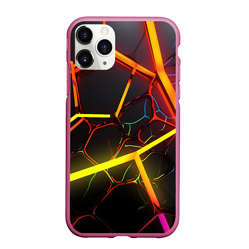 Чехол iPhone 11 Pro матовый Неоновые трубки / 3D-Малиновый – фото 1