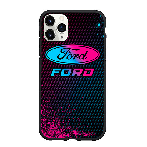 Чехол iPhone 11 Pro матовый Ford - neon gradient / 3D-Черный – фото 1