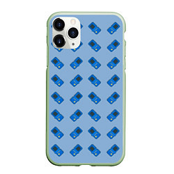 Чехол iPhone 11 Pro матовый Синяя консоль тетрис, цвет: 3D-салатовый