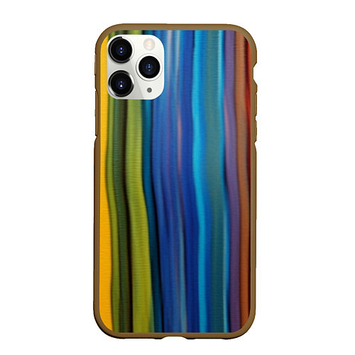 Чехол iPhone 11 Pro матовый Разноцветные вертикальные полосы / 3D-Коричневый – фото 1