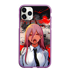 Чехол iPhone 11 Pro матовый Демон Пауэр - Человек бензопила, цвет: 3D-фиолетовый