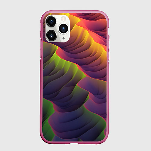 Чехол iPhone 11 Pro матовый Объемная цветная текстура / 3D-Малиновый – фото 1