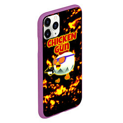 Чехол iPhone 11 Pro матовый Chicken Gun на фоне огня, цвет: 3D-фиолетовый — фото 2