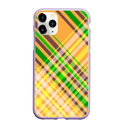 Чехол iPhone 11 Pro матовый Желто-зеленый геометрический ассиметричный узор, цвет: 3D-светло-сиреневый