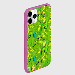 Чехол iPhone 11 Pro матовый Зеленые волнистые попугайчики, цвет: 3D-фиолетовый — фото 2