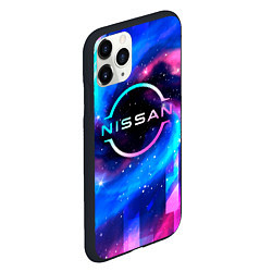 Чехол iPhone 11 Pro матовый Nissan неоновый космос, цвет: 3D-черный — фото 2