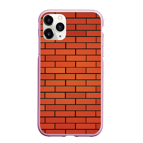 Чехол iPhone 11 Pro матовый Кирпичная стена / 3D-Розовый – фото 1