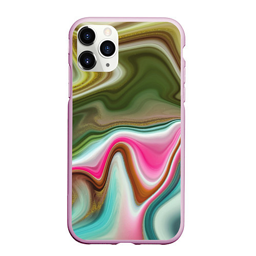 Чехол iPhone 11 Pro матовый Color waves / 3D-Розовый – фото 1