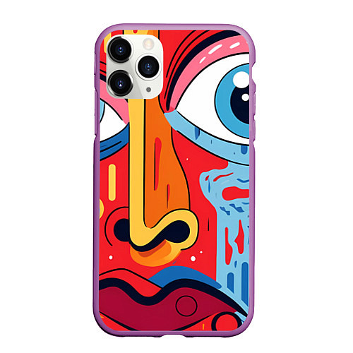 Чехол iPhone 11 Pro матовый Пристальный взгляд / 3D-Фиолетовый – фото 1