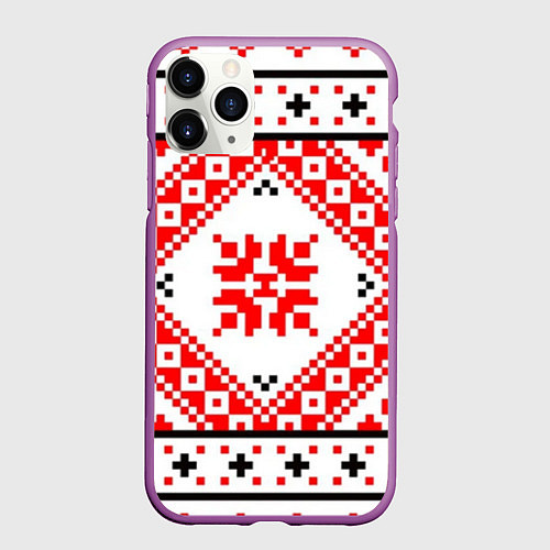 Чехол iPhone 11 Pro матовый Удмуртский стиль / 3D-Фиолетовый – фото 1