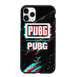 Чехол iPhone 11 Pro матовый PUBG в стиле glitch и баги графики на темном фоне, цвет: 3D-черный