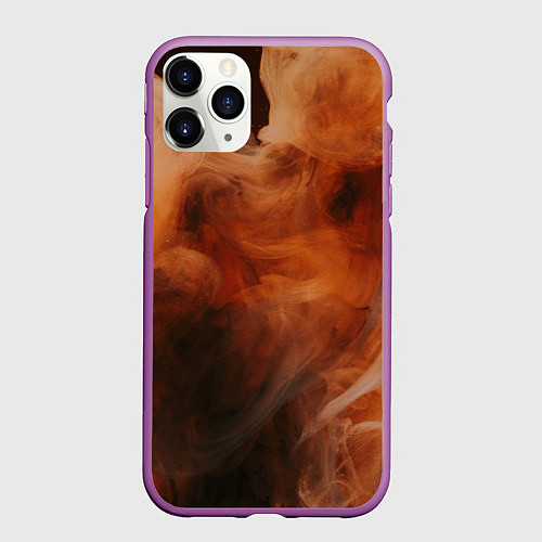 Чехол iPhone 11 Pro матовый Оранжевый абстрактный дым / 3D-Фиолетовый – фото 1