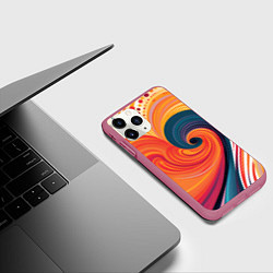 Чехол iPhone 11 Pro матовый Вихрь цвета, цвет: 3D-малиновый — фото 2