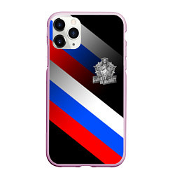 Чехол iPhone 11 Pro матовый Пограничные войска - флаг РФ, цвет: 3D-розовый
