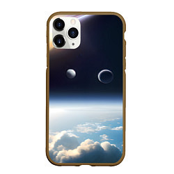 Чехол iPhone 11 Pro матовый Космос и планета Сатурн, цвет: 3D-коричневый