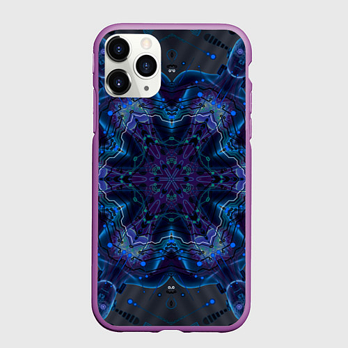 Чехол iPhone 11 Pro матовый Нанотехнологический паттерн / 3D-Фиолетовый – фото 1