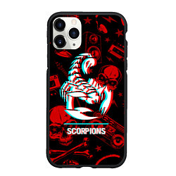 Чехол iPhone 11 Pro матовый Scorpions rock glitch