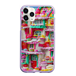 Чехол iPhone 11 Pro матовый Домики из сладостей, цвет: 3D-светло-сиреневый