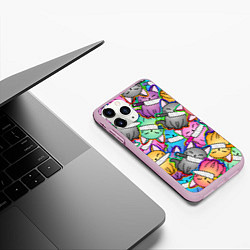 Чехол iPhone 11 Pro матовый Перенаселение котиков, цвет: 3D-розовый — фото 2