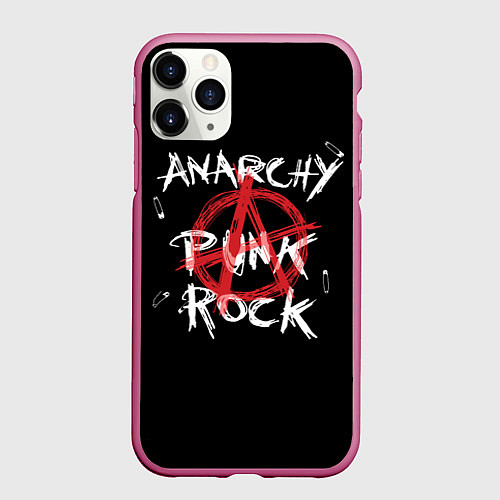 Чехол iPhone 11 Pro матовый Анархия - панк рок / 3D-Малиновый – фото 1