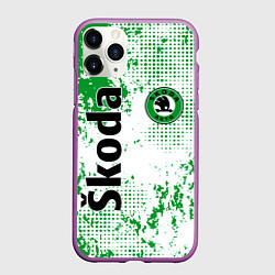 Чехол iPhone 11 Pro матовый Skoda auto logo, цвет: 3D-фиолетовый