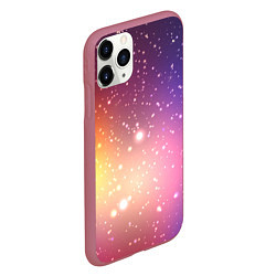 Чехол iPhone 11 Pro матовый Желто фиолетовое свечение и звезды, цвет: 3D-малиновый — фото 2