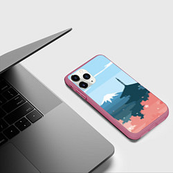Чехол iPhone 11 Pro матовый Вид на Фудзияму - Япония, цвет: 3D-малиновый — фото 2