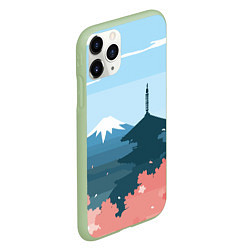 Чехол iPhone 11 Pro матовый Вид на Фудзияму - Япония, цвет: 3D-салатовый — фото 2