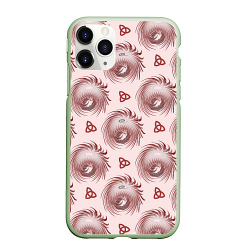 Чехол iPhone 11 Pro матовый Абстрактный цветок и трилистник / 3D-Салатовый – фото 1