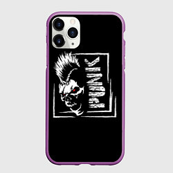 Чехол iPhone 11 Pro матовый Панк - череп с ирокезом, цвет: 3D-фиолетовый